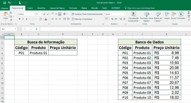 Função Procv: Retorno o Produto