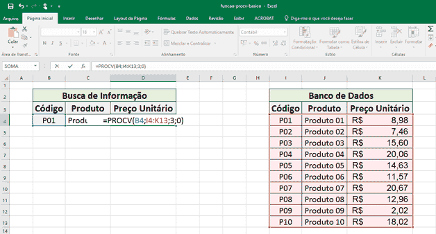 Função Procv: Retornando o Preço Unitário