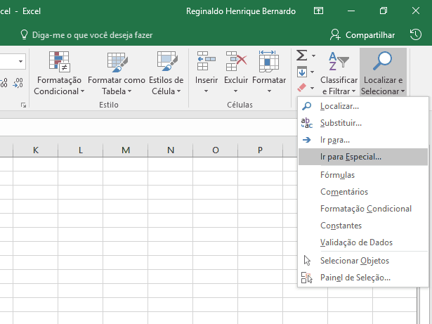 Removendo linhas em branco no Excel