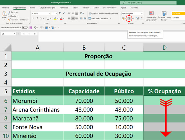 Porcentagem no Excel -Variação Entre Dois Valores - Formatação