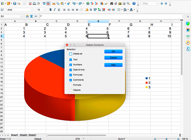 No OpenOffice podemos selecionar o que excluir