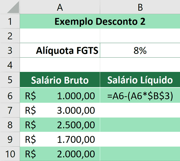 Porcentagem no Excel - Aplicando Desconto 2 - Calculado