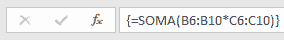 Somando usando fórmula de matriz no Excel - CTRL+Shift+Enter