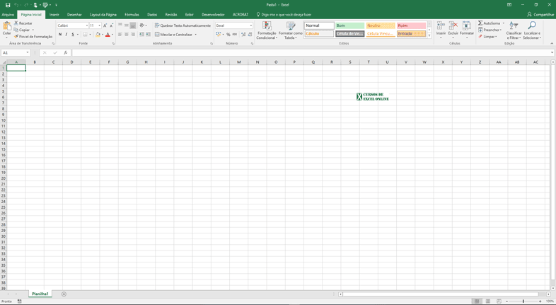 Área de Trabalho do Excel