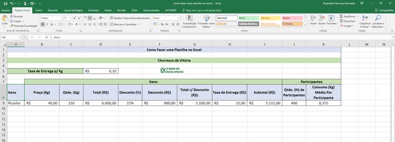 Como fazer uma planilha no Excel