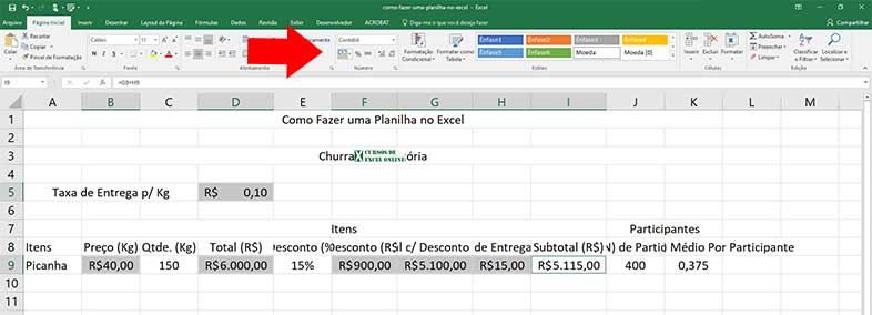 Resultado da formatação Moeda (R$)