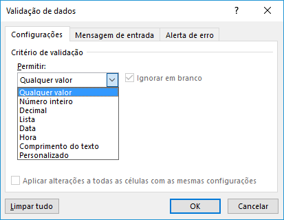 Validação de Dados - Critérios Condicionais Personalizáveis