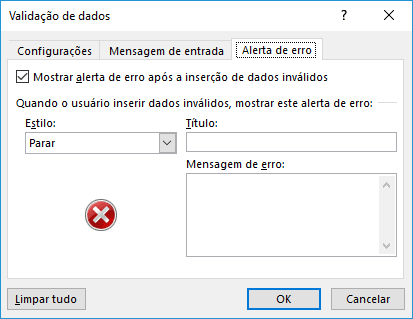 Validação de Dados: Alerta de Erro