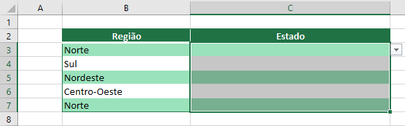 Visualizando o menu suspenso condicional