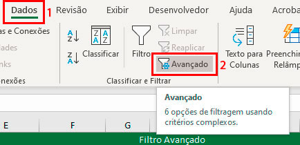 Usando o filtro avançado