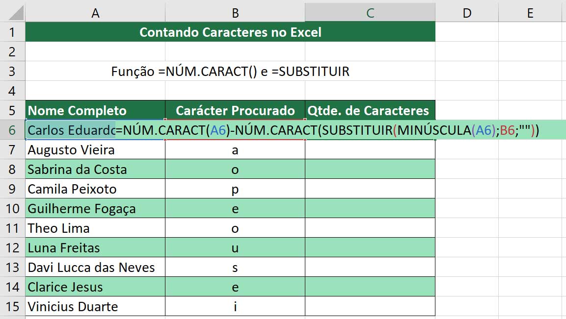 Contando Caracteres Específicos no Excel - Correção com a Função Minúscula