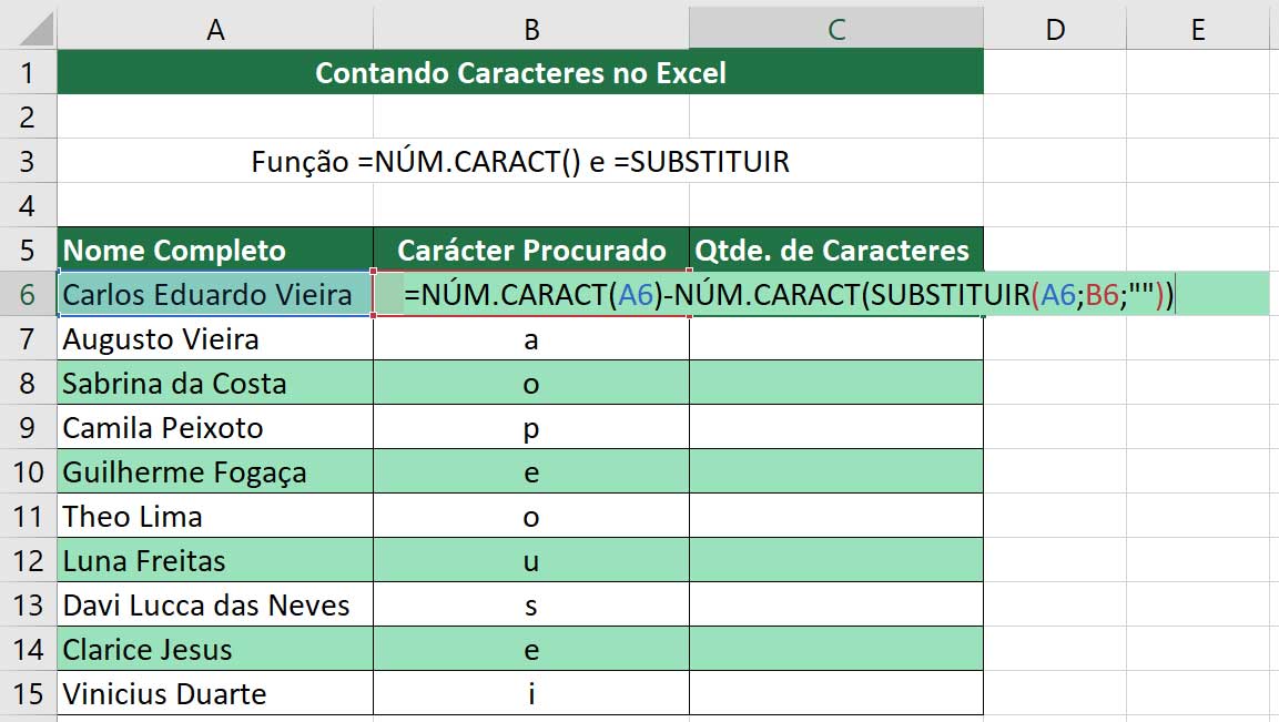 Função para Contar Caracteres Específicos