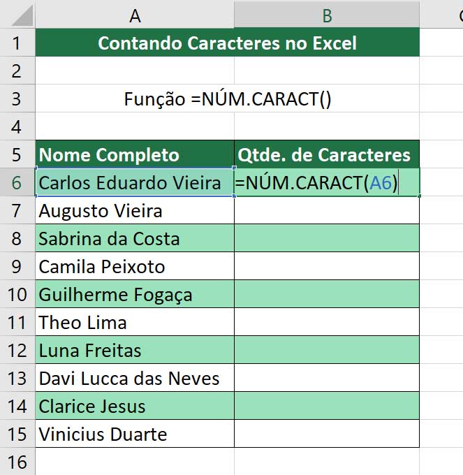 Função NÚM.CARACT - Contando Números