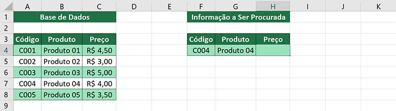 Localizando o produto com o Procv - Resultado