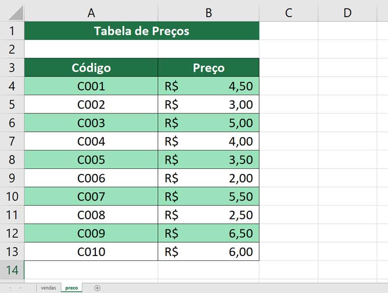 Procv Entre Duas Pastas de Trabalho - Preços